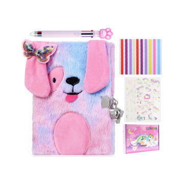 Cute A5 Fuzzy Plush Embroidery Fabric Diary Notebook & Stationery Set