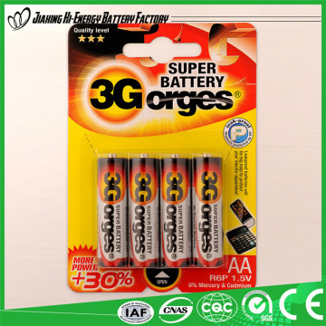 Environment Friendly R6P battery aa 1.5v dry cell battery/aa battery