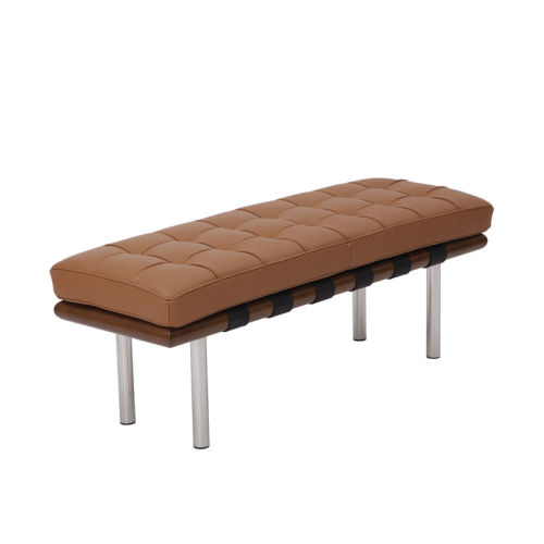 Banc Barcelona classique en cuir marron