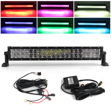 180W Bluetooth Controlled RGB Dual Row LED Light Bar for Cars, Trucks, and 4X4 Vehicles