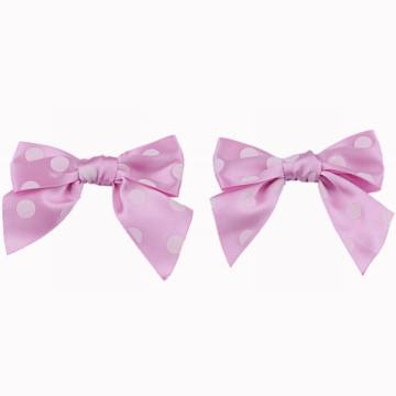 Pink Satin with White Dots Ribbon Bow