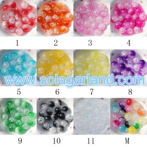 Perlas espaciadoras sueltas redondas de plástico acrílico con grietas de cristal de 8-16 mm
