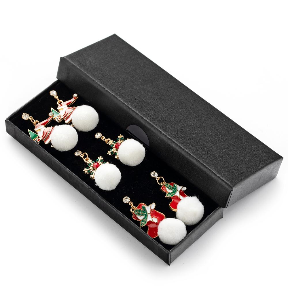 Pendientes colgantes de Navidad para mujer, conjunto de copo de nieve, calcetín de Papá Noel, niñas, moda, bola de pelo simple, pendientes de oreja, joyería