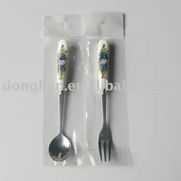 spoon and fork with ceramic handle