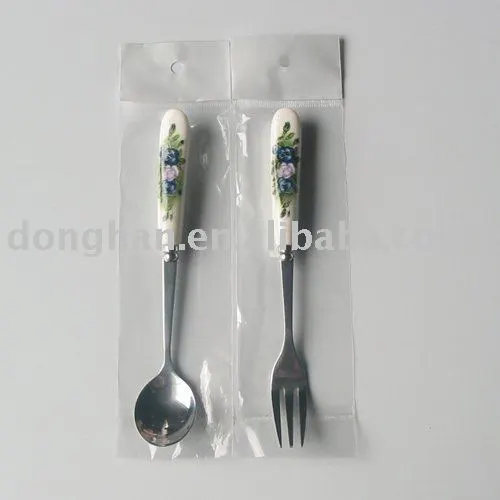 spoon and fork with ceramic handle