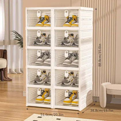 Foldable Five-Tier Shoe Storage Cabinet with Compact Design