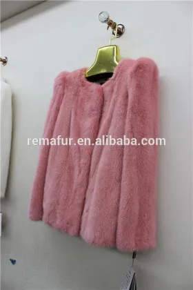 Pink Color Real Mink Coat