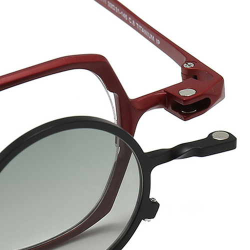 Vintage Handmade Pure Titanium Sunglasses Round Titanium Clip-On Sunglasses Manufactory
