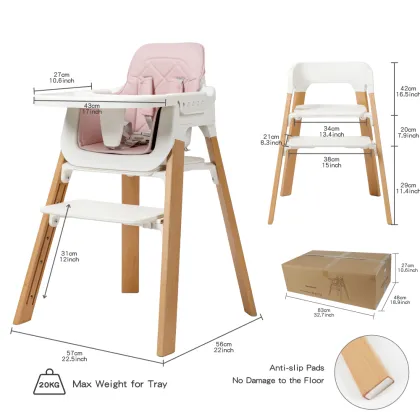 Factory Direct Safety Wood Baby Dining Chair - Wooden Baby High Chair