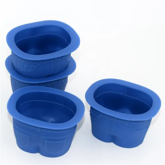 novelty reusable set of 4 jean shaped silicone muffin top cupcake mold for baking tool