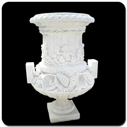 Garden decoration stone carving baby marble stone flower pot