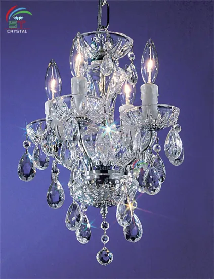 2016 hot sell popular small size 4 lights glass arms transparent crystal candle chandelier