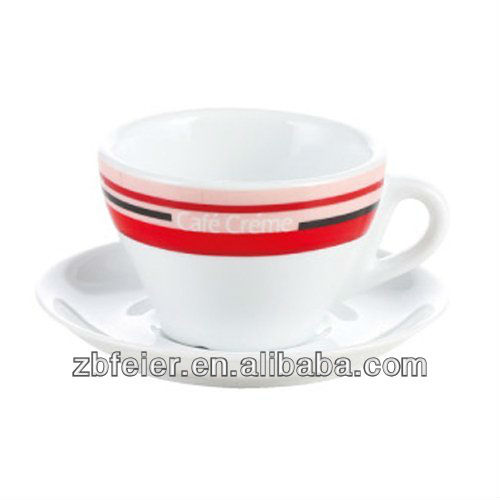 stoneware cup & saucer with decal printing