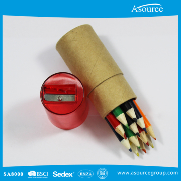 Mini Color Pencil Set In Kraft Tube With Plastic Cap