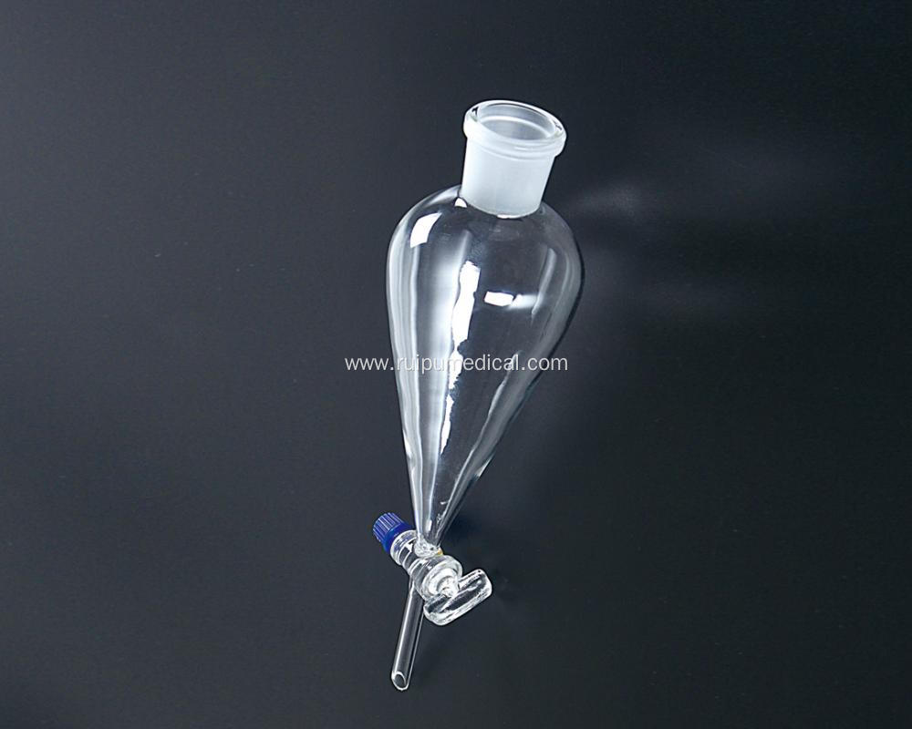 Separatory Funnel Squib Pear Shape with Ground-in Glass Stopper/PTFE Stopper