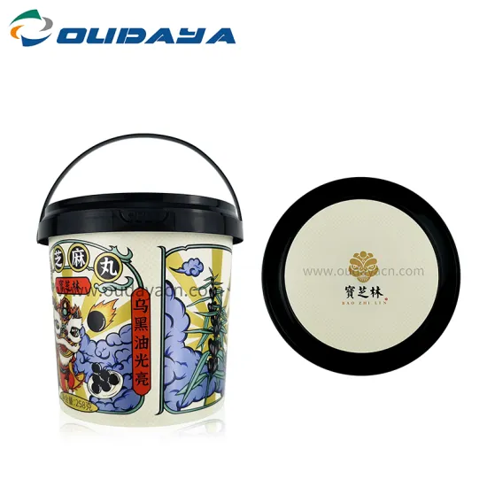 custom logo packaging plastic bucket with lid and handle