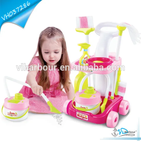 Battery Operated Cleaning Play Set Toy With Broom And Mop