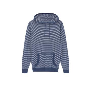 Men's Knitted Athletic Striped Kangaroo Pocket Hoodie