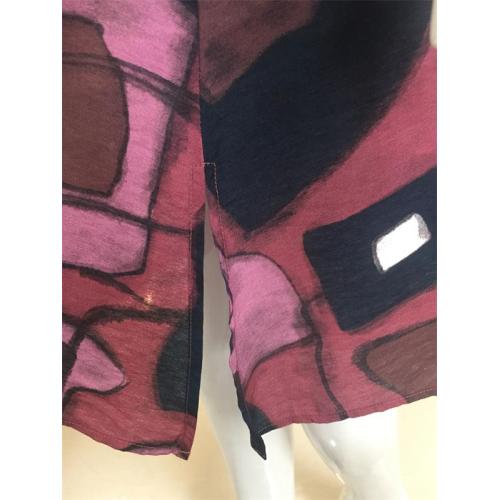 Printed Cotton/Nylon Short Sleeve Dress