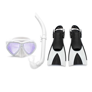 Set di snorkeli Wet Sn con pinne da nuoto, maschera per immersioni corte e pinne di tallone aperto di dimensioni da viaggio per l'allenamento di nuoto per adulti