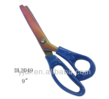 9 "Best fabric titannium coating pingking scissors