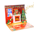 Biglietto pop-up natalizio 3D per caminetto con musica