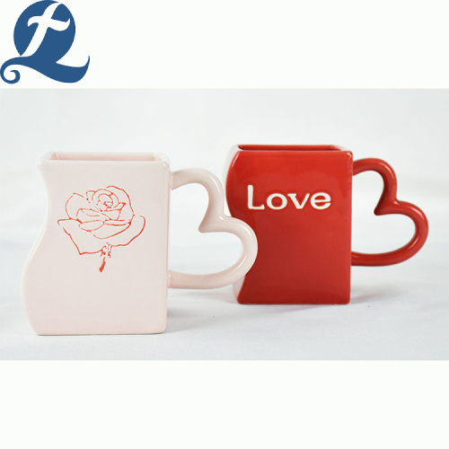 Household colorful ceramic heart cup with lovers use