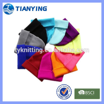 blank plain colors cheap knitted cuff beanie hats
