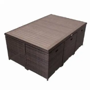 Outdoor Rattan Dining Sets with Plywood Top
