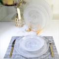 Assiette de verre nuageuse blanche en gros