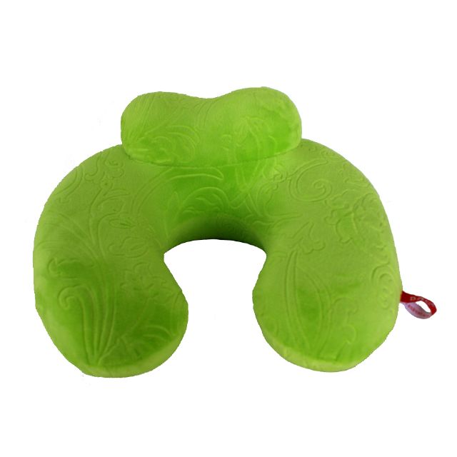 green plush neck pillow with heart