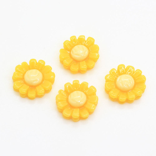 15*5mm carino giallo girasole resina cabochon fai da te accessori per capelli ragazze perline melma vestiti ciondoli decorativi