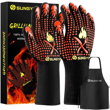 Customized Silicone Cotton Oven Gloves Cooking Working Protect Heat Resistant BBQ Grill Gloves