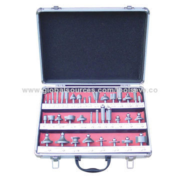 37-piece router bits set, includes 20mm 1-piece V grooving bit