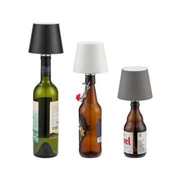 2024 New 3 Color Stepless Dimming Rechargeable Touch Wireless Wine Bottle Lamp (Black) for Living Room Home Decor