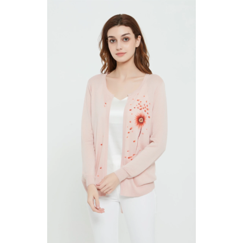 High quality wholesale women latest hand printed silk cashmere cardigan in low price