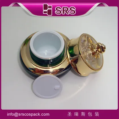 SRS plastic acrylic 15g 30g 50g golden crown container for skin care