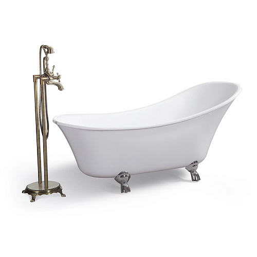 Acrylic White High-heeled Portable Claw Foot Freestanding Bathtubs