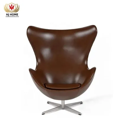 Hot Sale: Authentic 1974 Brown Leather Arne Jacobsen Egg Chair and Ottoman by Fritz Hansen