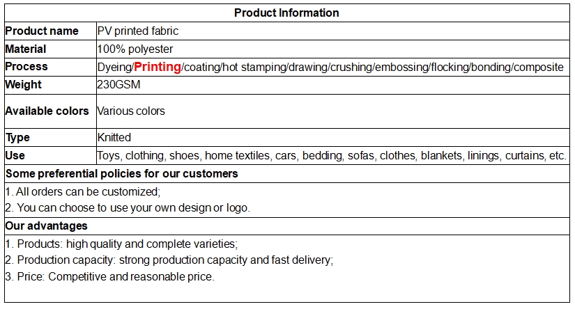 PV printed fabric