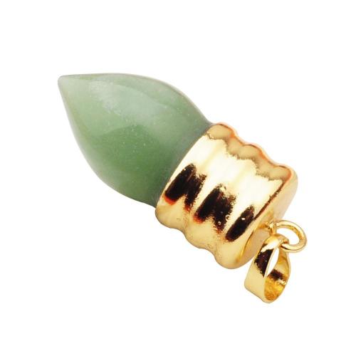 Natural lamp bulb Gemstone Green Avetnurine Pendant Plated Gold