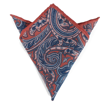 Dacheng Purple Paisley Floral Printed Linen Pocket Square