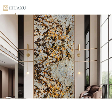 Huaxu Villa Luxury Stone Bookmatch Patagonia Quartzite Feature Wall