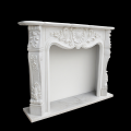 Elegant White Stone Fireplace with Detailed Carvings