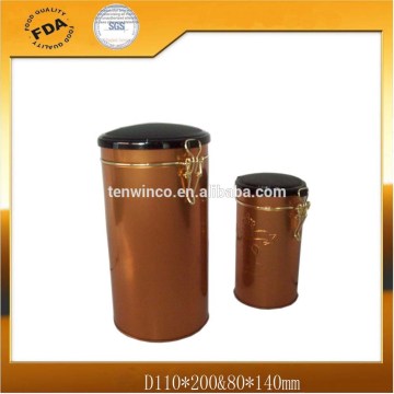 Round Sealed Tea Tin Can with Metal Clip