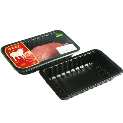Frozen Fresh Food Black PP Meat Tray Container for Supermarket Meat Packaging