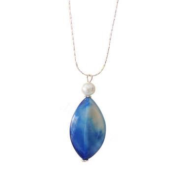 Natural Gemstone Agate Necklace with Silver Chain