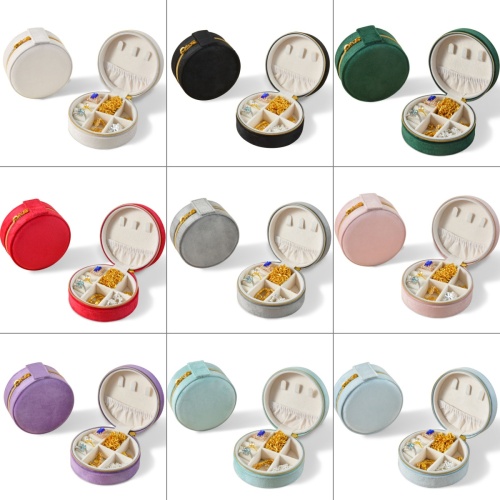 Round Earrings Rings Necklaces Zipper Storage Case