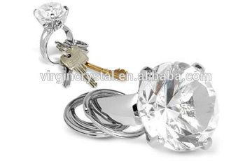 Wholesale clear crystal diamond shape key ring/keychain/keyholder for wedding return gift