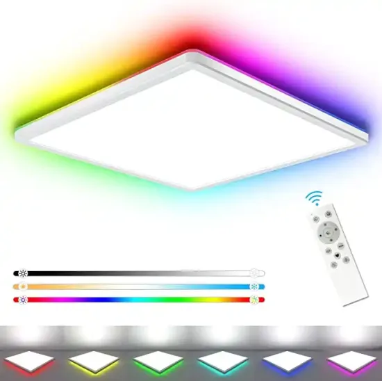 28W RGB LED Square Ceiling Lamp with Bluetooth Control and Dimmability for Bedroom and Living Room